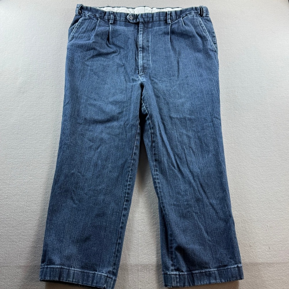 Berle Pleated Denim Trousers Mens 44 Blue Relaxed Fit 42x26